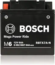 [Bosch] AGM Motorcycle Battery, Powersport Battery M6 RBTX7A-N Mega Power Ride - 12V, 6 A/h Rate, 90 CCA, Lead-acid for Two-Wheeler Vehicles, Type B, Left (+) Right (-), 150 x 87 x 93 mm