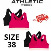 Athletic Works 2 Pack Racerback Sports Bras Size 38 Pink Black DriWorks Girls