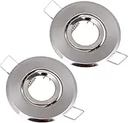 2 Pcs MR11 Downlight Fitting Gimble Satin Chrome with Lamp Holder 70mm