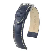 Hirsch Modena Blue Alligator Embossed Leather Watch Band, 20mm / Large