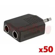 50Pcs 3.5mm Plug to 2-Way 6.35mm Jack Mono Audio Adapter Headphone Y Splitter