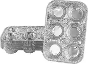 PLASTICPRO Aluminum Foil Muffin Pans Reusable and Disposable, Holds 6 Cupcakes/Muffin & Pie foil Pan Pack of 10