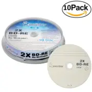 100 Pack Smartbuy 2x 25GB Blue Blu-ray BD-RE Rewritable Branded Logo Blank Disc