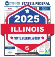 2025 Illinois IL State/Fed Labor Law All In 1 Compliance Poster Paper/Laminated