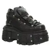 New Rock Boots M-TANK106-C2 Unisex Metallic Black 100% Leather Goth Platform