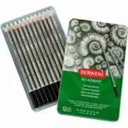 NEW 12x Derwent Sketching Drawing Pencil Set Graphite Assorted Shades Sketch Tin