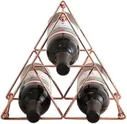 South Koala 6 Bottles or 3 Bottles Pyramid Iron Wine Rack Countertop Wine Storage Holder Removable Wine Display Rack Home Table Ornament (Small, Rose Golden)
