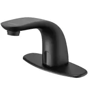 Touchless Bathroom Sink Faucet with Hole Cover Plate, Matte Black