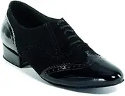 [Rummos] Oscar 024/035 Men's Dance Shoes - Nubuck/Patent Black - Medium (Normal) - 3.5 cm Standard Heel - Made in Portugal
