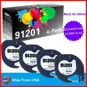 4 PK 91201 Label Tap Used for Dymo Label Maker 420P 450(Black on White)