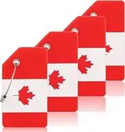 [XIHIRCD] 4pcs Canada Luggage Tags for Suitcases, Silicone Suitcase Name Tag with Metal Loops Canadian Flag Luggage Label Maple Leaf Baggage ID Tags Identifiers for Woman Men Travel Backpack