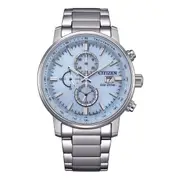 Citizen Men's Eco-Drive Chronograph Watch CA0840-87M Stainless Steel Blue