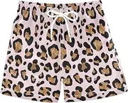 [RPLIFE] Swim Clothes for Boys, Swim Trunks Toddler 2t, Bold Leopard Spots Black Tan Soft Pink