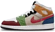 [Nike] Air Jordan 1 Mid GS White/Gym Red-Black Size 6