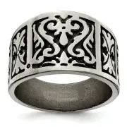 Edward Mirell Titanium 14mm Heritage Pattern Tappered Wedding Band Sizes 8 to 13