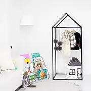 Kids Closet - Dress up Clothing Garmet Rack, Hanging Costume Organizer with Cute House Frame, Handmade Premium Quality, 25" x 17" x 59", Aluminium Super-Light, Large Black