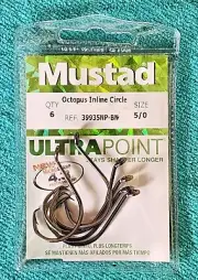 Mustad - 39935NP-BR - 5/0 - ULTRA POINT - OCTOPUS CIRCLE HOOKS 6-PACK - FISHING