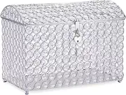 Crystal Wedding Card Box with Heart Lock, Money Card Box Treasure Chest Style Si
