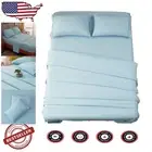 Elegant Spa Blue Bed Sheet Set - 4pc Microfiber with Deep Pocket for Full Size