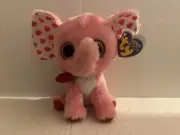 Ty TENDER Pink Hearts Elephant Beanie Boo 6" New Purple Heart Tag Stuffed Plush
