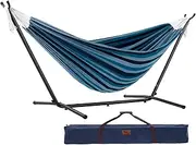 Double Cotton Hammock with Stand (250cm) - Blue Lagoon