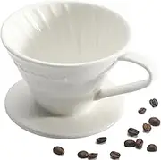 V60 Ceramic Pour Over Coffee Dripper, Reusable Porcelain Portable Pour Over Coffee Maker, Slow Brewing Accessories with 1 Holes for Home - Size 01 White