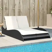 vidaXL Sun Lounger with Cushions Black 114x205x73 cm Poly Rattan