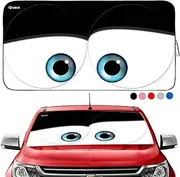 Gven Windshield Shade, Car Sun Shade for Front Windshield Funny Car Eyes Sunshades Sun Visor Protector Blocks UV Rays Foldable 210T Keep Your Vehicle Cool (Eyes-Black, Large)