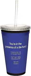 Tree-Free Greetings cc34810 Purple Eagles College Basketball Artful Traveler Double-Walled Cool Cup with Reusable Straw, 16-Ounce