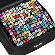 168 Colors Alcohol Art Markers, PIOGHAX Double Tipped Coloring Permanent Markers for Kids, Highlighter Pen Sketch Markers with Case for Drawing Sketching, Adult Coloring