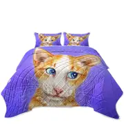 Blue Eyes Ginger Kitten Cats Art Drawings Coverlet
