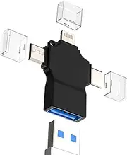 OTG Adapter 3in1 USB-C Lightning Micro USB to USB-A Female for iPhone 16 15 14 Pro MacBook for iPad for Apple Compatible for Samsung Type C Adaptor Converter Computer Camera Flash Drive Laptop Stick