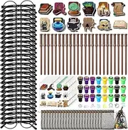Pasimy 144 Pcs Magical Wizard Party Favors School Supplies with Mini Notebook Black Glasses Pencils Stamps Stickers Gift Bags Favor for Wizard Themed Goodie Bag Stuffers Classroom Prizes Supplies