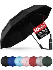 Yoobure Double Vented Canopy Travel Umbrella Automatic Umbrellas for Rain Win...