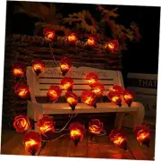 40LED Rose Flower String Lights, 13FT Battery Operated Fairy 13.0 Feet Red