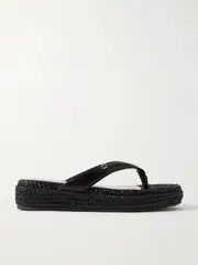 [Gianvito Rossi] Gianvito Rossi - Tahiti 40 Leather Platform Flip Flops - Black - IT39 IT 39 Black