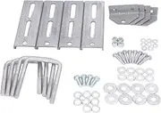 Boat Trailer Bunk Bracket Kit, 3in Galvanized Swivel Top with Hardware, Square U-Bolts for Crossmember Support
