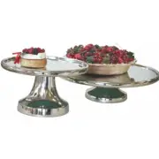 Silver Mirror Pedestal Cake Stand Cupcake Chrome Display Plate Platter 23cm D