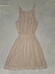 Abercrombie Fitch Baby Pink Sleevless Sheer Lined Ruffle Tie Back Dress MT