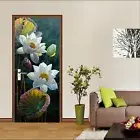 3D White Lotus Leaf ZHU654 Door Wall Mural Photo Wall Sticker Decal Wall Amy