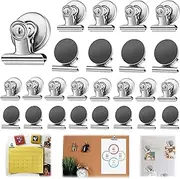 Xinghonyac 25 Pcs Magnetic Clips, Magnetic Hooks Clips, Strong Refrigerator Magnets Clips, Fridge Magnets Clips, Whiteboard Magnetic Clips for Home, Office, School (Silver)