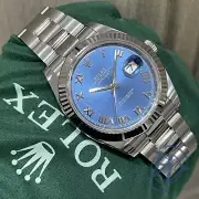 Rolex Datejust 41 Blue Roman Fluted Bezel on Oyster 126334 Complete Unworn