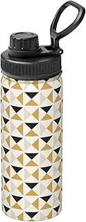 Fashion Modern Black White Gold Triangles Camping Hiking Hydration Flask,Stainless Steel Outdoor Water Bottle,Double Walled Insulated