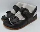Sofft Womens Size 8.5 Adalia Croc Embossed Black Suede Leather Sandals Shoes