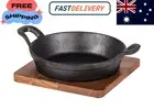 Davis & Waddell Cast Iron Skillet Pan With Trivet Round Camping Frying Pan AU