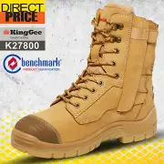KingGee Work Boots High leg Safety Phoenix 8z Side Zip Boot Nubuck K27800 NEW