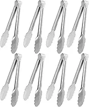 XEVOM 8 Pack Serving Tongs Kitchen Tongs,Buffet Tongs, Stainless Steel Food Tong Serving Tong,small tongs (7inch)