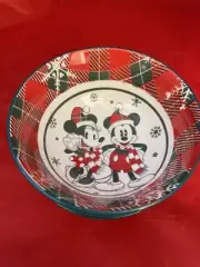 Disney Mickey & Minnie Set of 3 Tidbit Bowls Christmas Holiday PLAID NWT Dessert