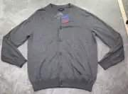 NWT Croft & Barrow Sweater Cardigan Men's Size M Dark Gray Front Button Long Slv