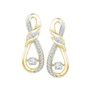 10k Yellow Gold Round Diamond Twinkle Solitaire Twist Ribbon Earrings 1/3 Cttw